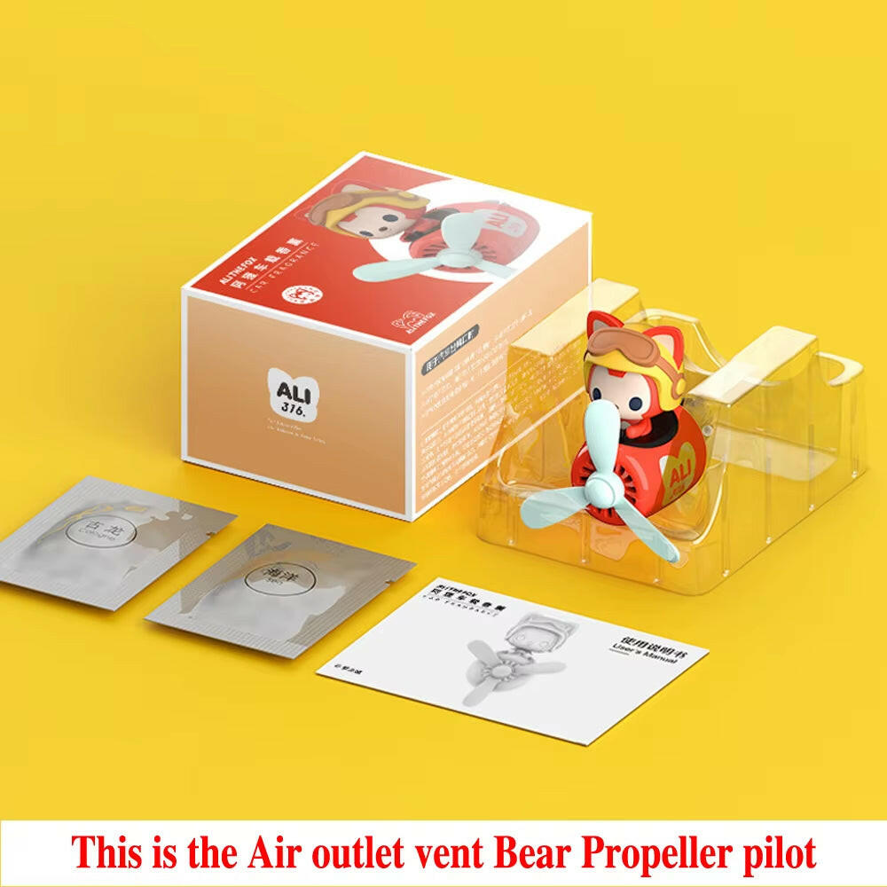 72 KM Teddy Bear Car Air Freshener Bear Pilot Auto Interior Accessories Air Outlet Propeller Fragrance Bulldog Perfume Diffuser.