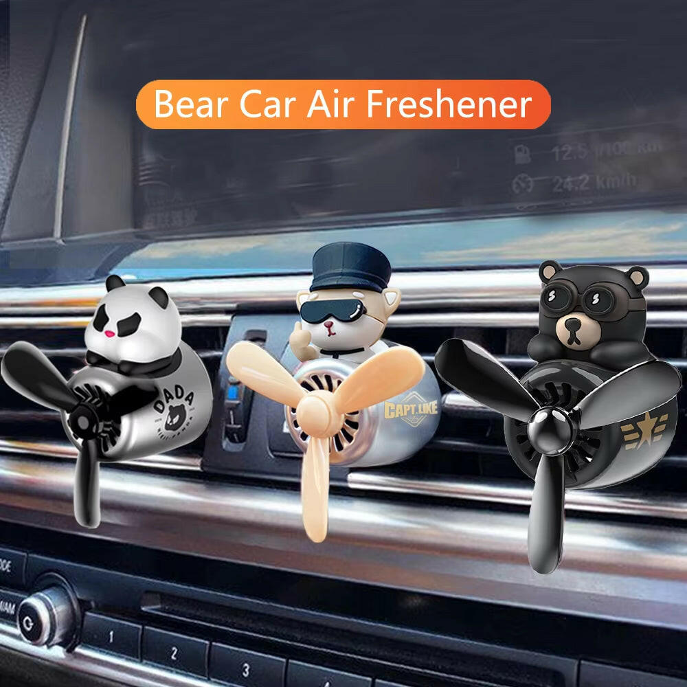 72 KM Teddy Bear Car Air Freshener Bear Pilot Auto Interior Accessories Air Outlet Propeller Fragrance Bulldog Perfume Diffuser.