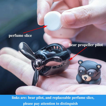 72 KM Teddy Bear Car Air Freshener Bear Pilot Auto Interior Accessories Air Outlet Propeller Fragrance Bulldog Perfume Diffuser.